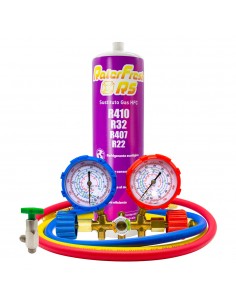Gas refrigerante RALERFRESH RS sustituto de R410, R32, R407 y R22 mas llave, mangueras, manómetro