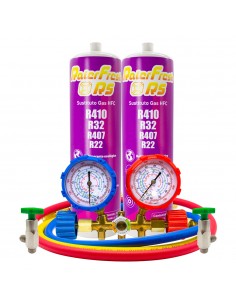 Pack 2 botellas Gas Ralerfresh RS sustituto de R410, R32, R407 y R22 mas llave, manómetro