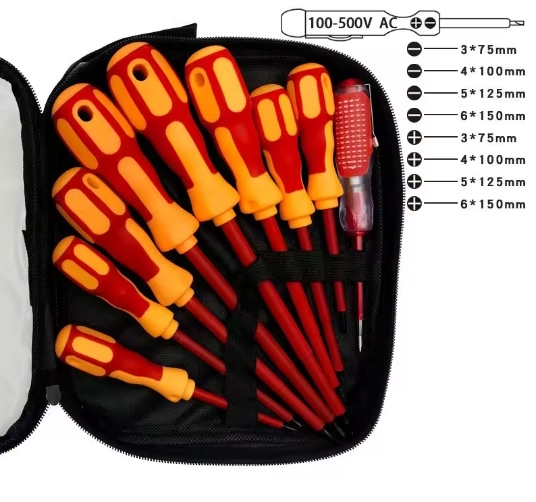 Juego 9 Destornilladores con proteccion 500V de contacto electrico