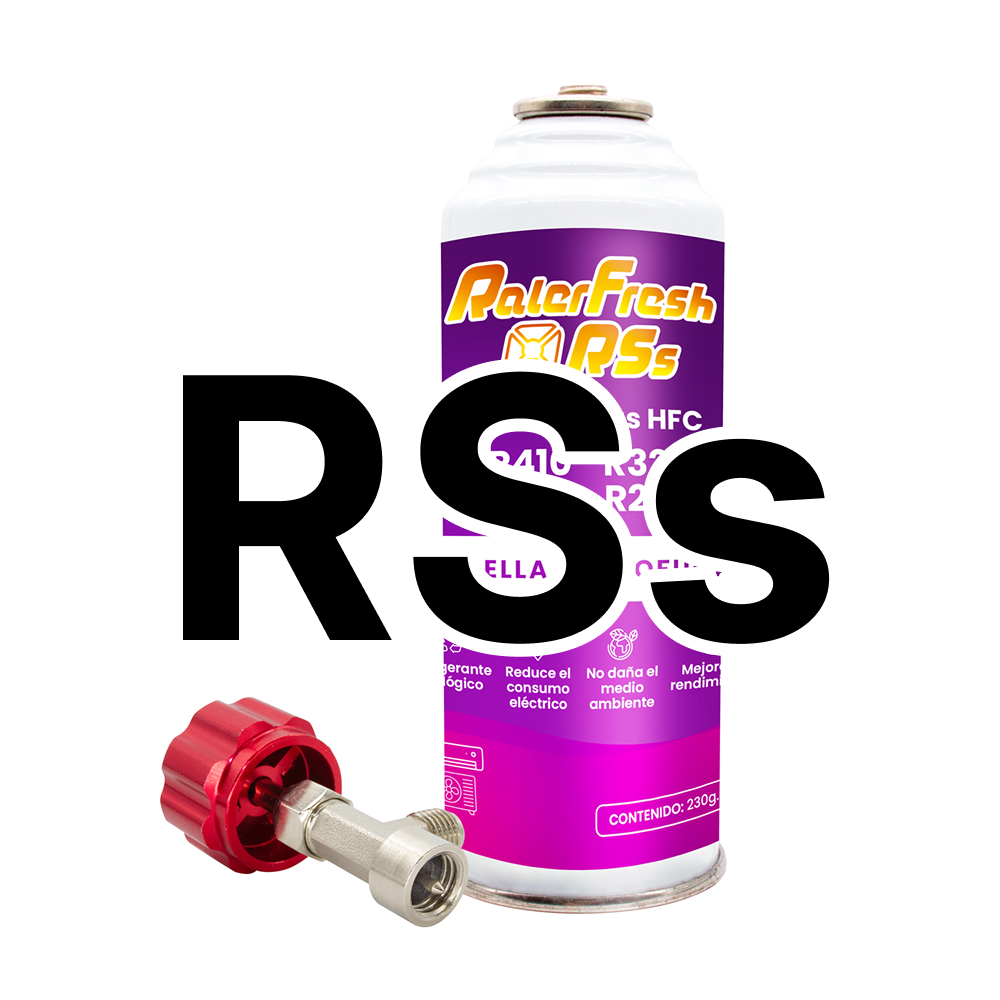 Gas Refrigerante Ralerfresh RSs para aire acondicionado tipo split sustituto de los gases R410,R32,R407 y R22 con llave