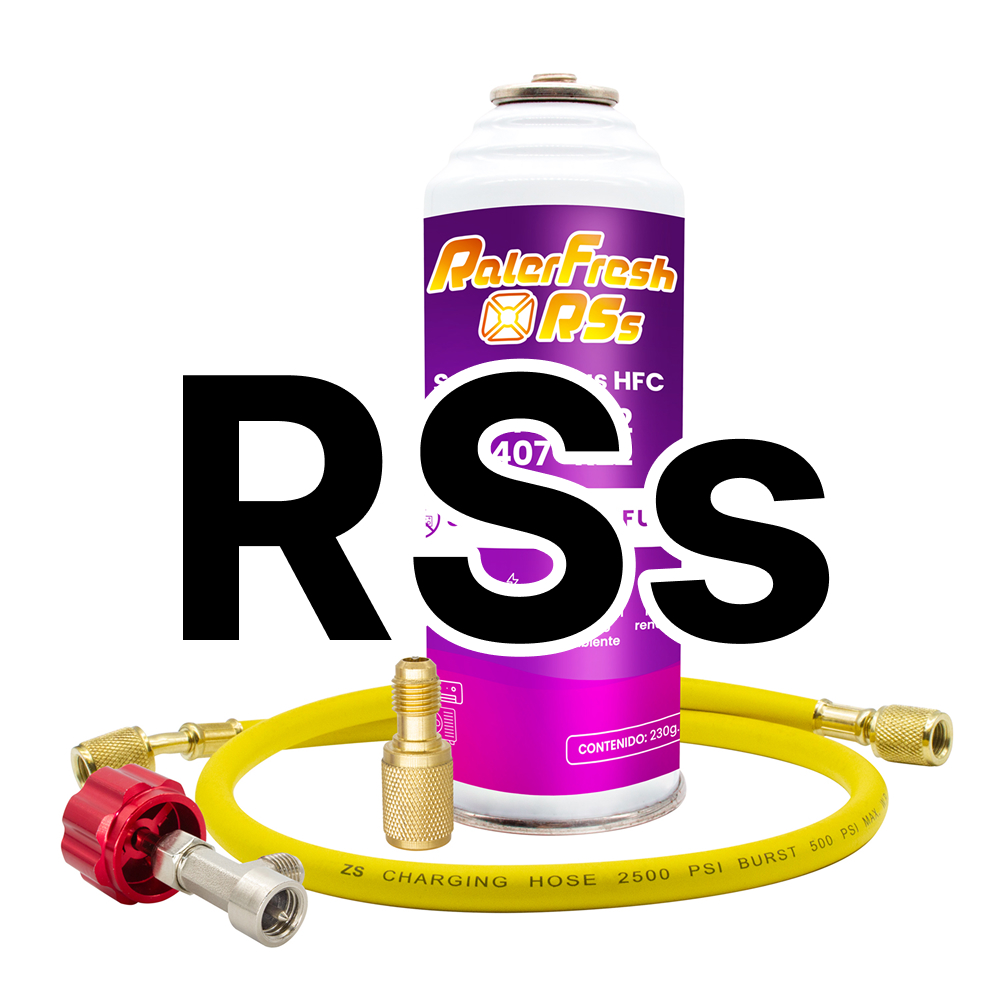Pack Gas Refrigerante Ralerfresh RSs para aire acondicionado tipo split sustituto de los gases R410,R32,R407 y R22 con manguera