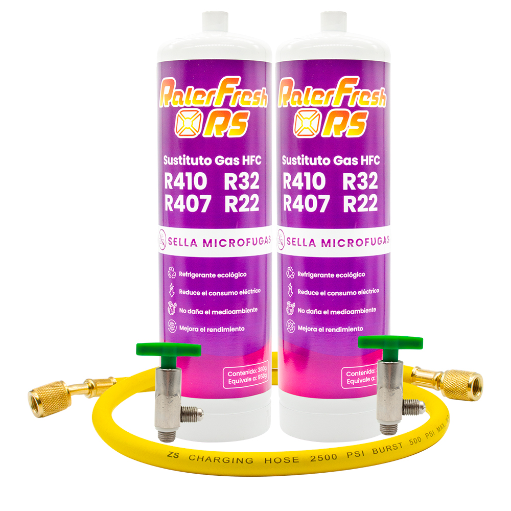 Pack 2 botellas gas refrigerante RALERFRESH RS mas manguera
