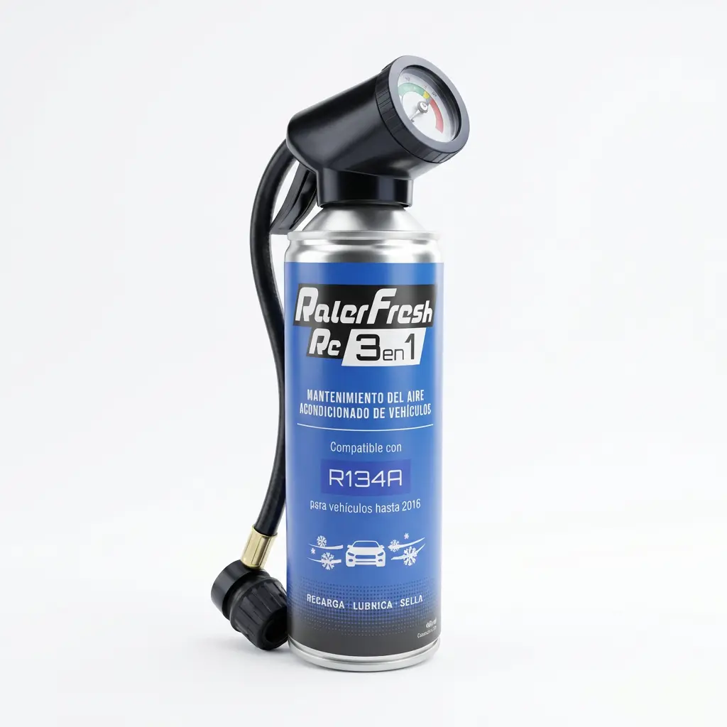 Gas Refrigerante Ralerfresh RC 3en1 400ml para sistemas con R134A con Manómetro