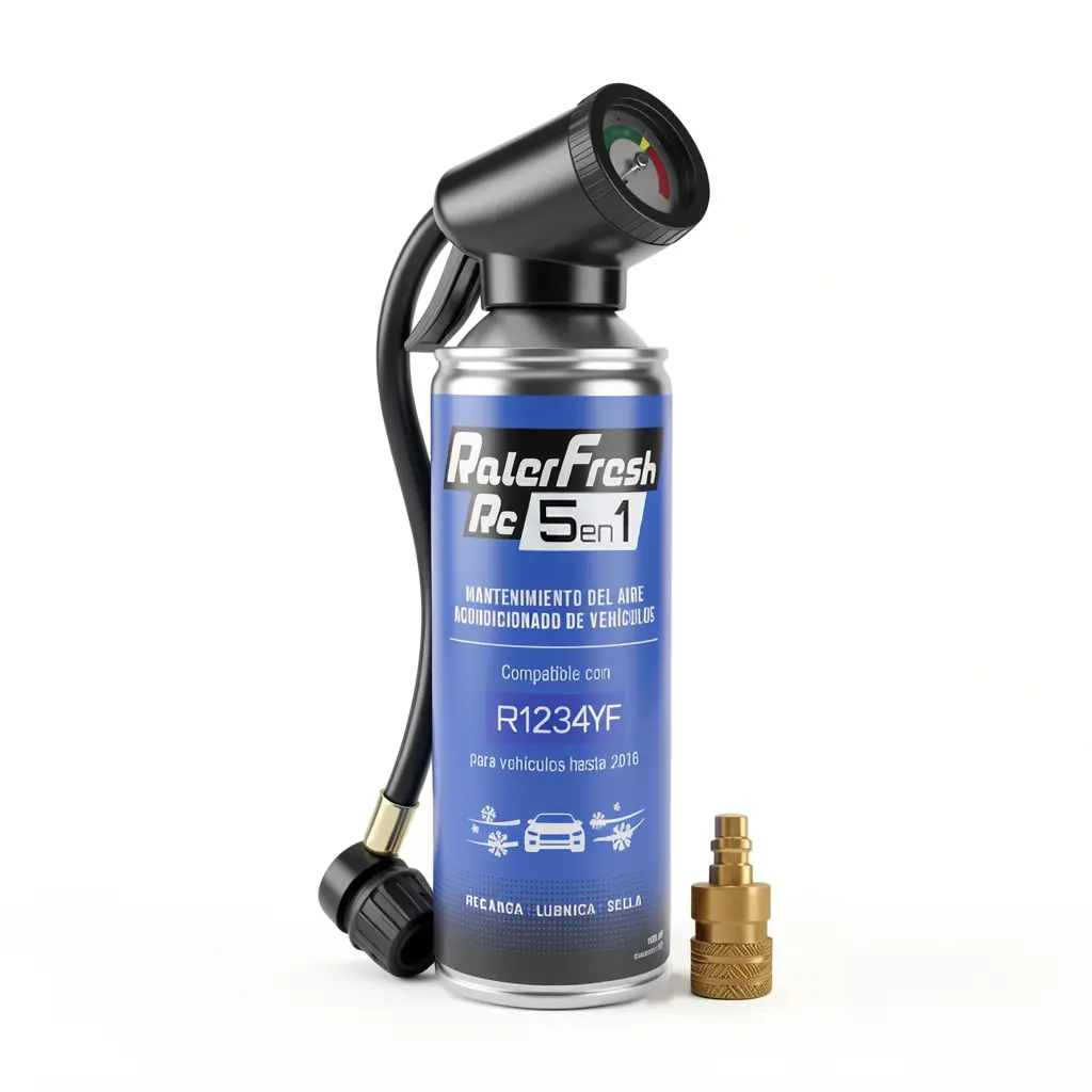 Gas Refrigerante Ralerfresh RC 5en1 400ml para sistemas con R1234YF con Manómetro