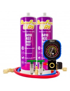 [2RSMANA] Pack 2 botellas gas refrigerante RALERFRESH RS con manómetro, mangueras, llave y adaptador