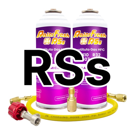 [2RSSMA] 2 Botellas Gas Refrigerante Ralerfresh RSs para aire acondicionado split sustituto de gases R410,R32,R407 y R22 con manguera