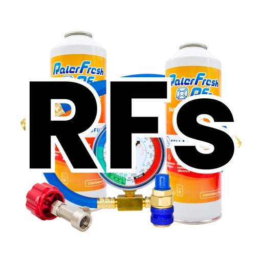 [2RFSMANM] Pack 2 Gas Refrigerante Ralerfresh RFs para aire acondicionado coche o nevera, sustituto R12 y R134A manometro de manguera