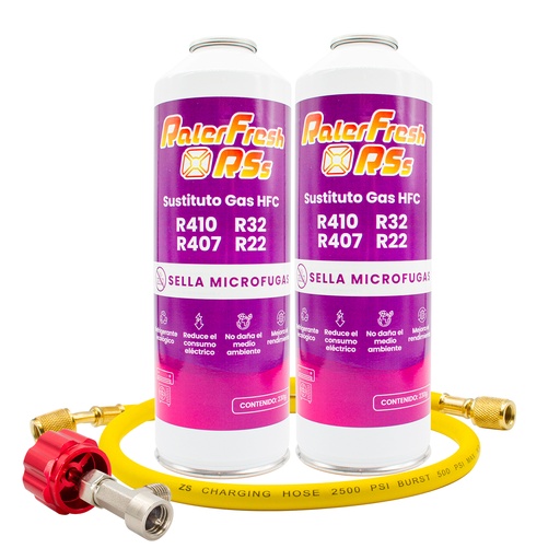 [2RSSM] 2 Botellas Gas Refrigerante Ralerfresh RSs para aire acondicionado split sustituto de R410,R32,R407 y R22 con manguera