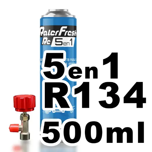 [RC1351-L] Pack gas refrigerante 1 botella Ralerfresh RC R134A 5en1 500ml con llave dosificadora