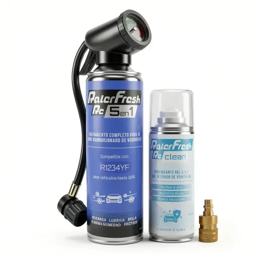 [RC125C5-M1] Gas Refrigerante Ralerfresh RC 5en1 500ml para sistemas con R1234YF con Manómetro y RcClean